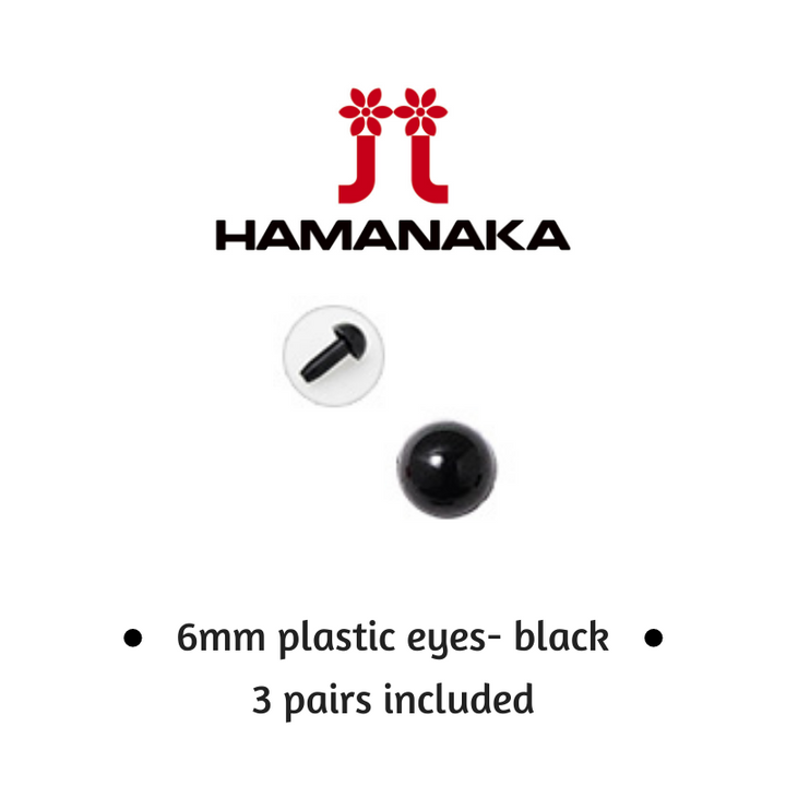 Hamanaka 6mm Black Eyes - Pack of 3 Pairs