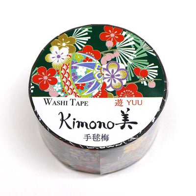 Kamiiso Yuzen Washi Tape - Kimono "Yuu" Series - Ume Temari  (Made in Japan)