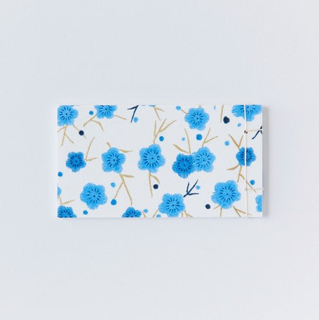 Shogado Watoji Yuzen Memo Pad - "Chic" Blue Floral #6 (Made in Kyoto, Japan)