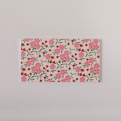 Shogado Watoji Yuzen Memo Pad - Pink Floral #5 (Made in Kyoto, Japan)
