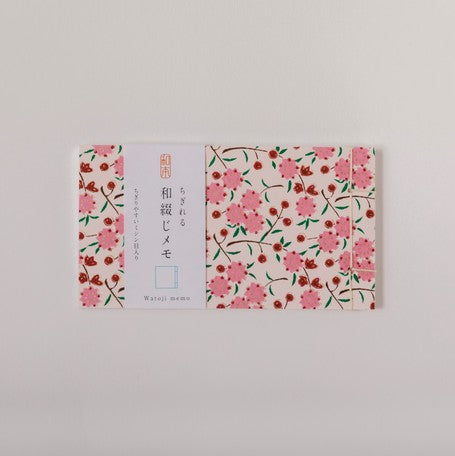 Shogado Watoji Yuzen Memo Pad - Pink Floral #5 (Made in Kyoto, Japan)