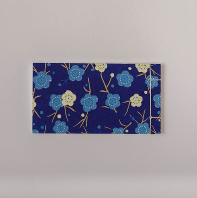 Shogado Watoji Yuzen Memo Pad - Blue & White Floral #13 (Made in Kyoto, Japan)