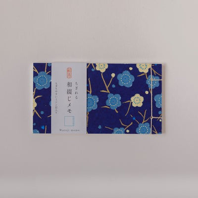 Shogado Watoji Yuzen Memo Pad - Blue & White Floral #13 (Made in Kyoto, Japan)