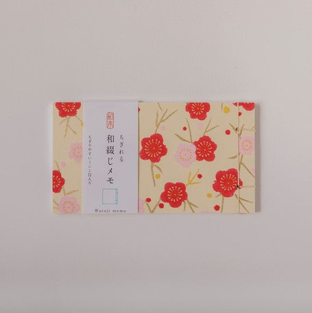 Shogado Watoji Yuzen Memo Pad - Pink & Red Flowers #14 (Made in Kyoto, Japan)