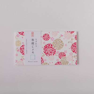 Shogado Watoji Yuzen Memo Pad - Pink Dandelion #19 (Made in Kyoto, Japan)