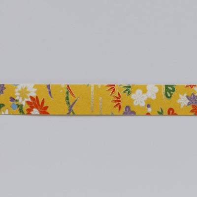 Yuzen Washi Tape - Yellow with Flowers & Maple #28 (Made in Kyoto, Japan)