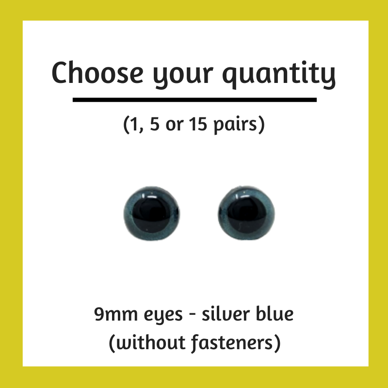 Silver Blue Plastic Craft Eyes - 9mm (Choose Quantity)
