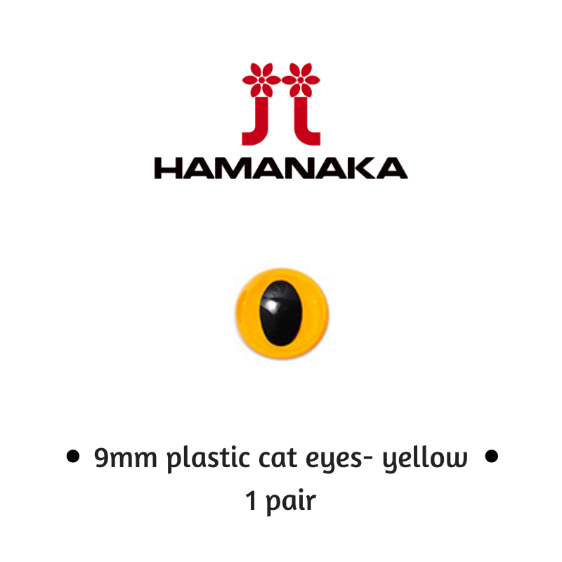Hamanaka 9mm Cat Eyes - 1 Pair - Yellow