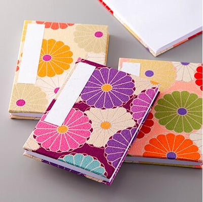 Corazon Chirimen Fabric Folding Stampbook - "Kiku" Chrysanthemum - Pink (Made in Kyoto, Japan)