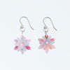 Japanese Fabric Flower Resin Earrings - Pink / Blue