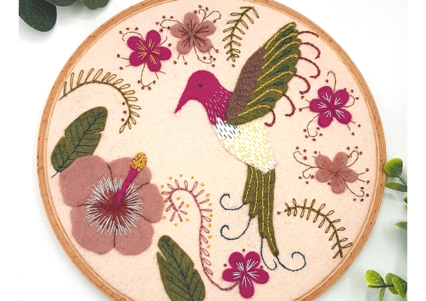 Corinne Lapierre Applique Hoop Sewing Kit - Hummingbird (19cm Hoop)