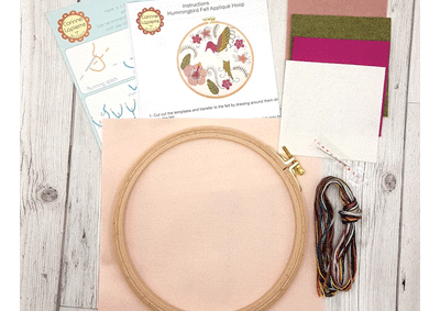 Corinne Lapierre Applique Hoop Sewing Kit - Hummingbird (19cm Hoop)