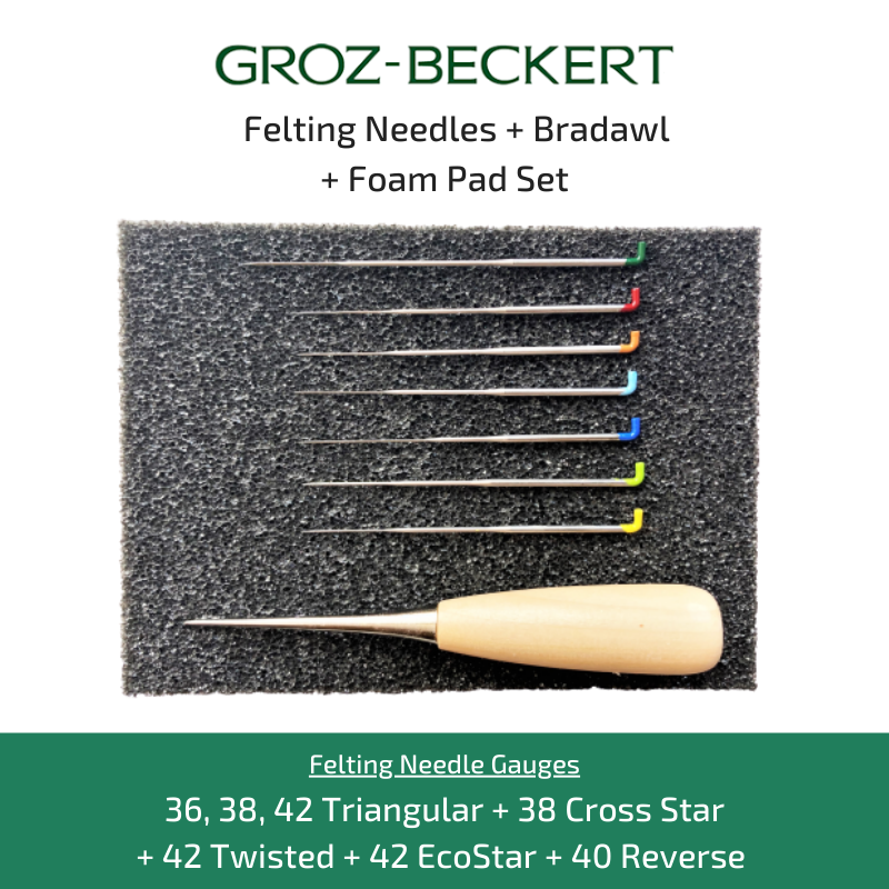 Groz-Beckert Felting Needle, Bradawl and Foam Pad Tool Set