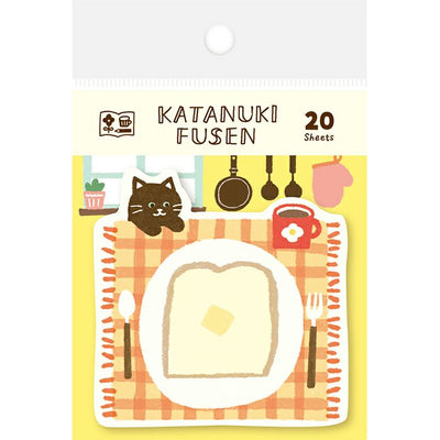 Furukawa Paper Works - Die Cut Sticky Note Block - Breakfast with Cat