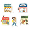 Furukawa Paper Works - Flake Sticker Pack - "Odekake" - Shops
