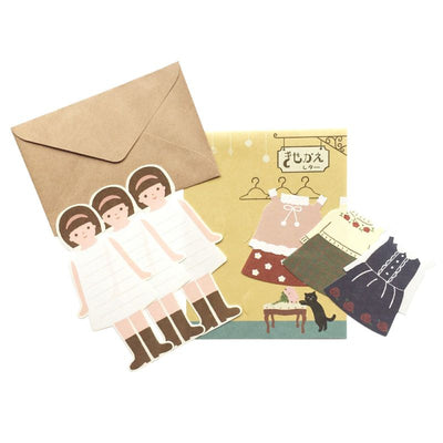 Furukawa Paper Works - Kisakae Letter Set - Dress up Girl - Floral clothes