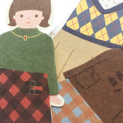 Furukawa Paper Works - Kisakae Letter Set - Dress up Girl - Plaid style