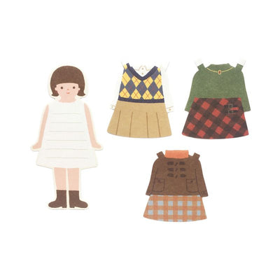 Furukawa Paper Works - Kisakae Letter Set - Dress up Girl - Plaid style