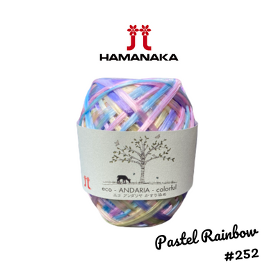 Hamanaka Eco-Andaria Colourful Raffia Yarn - Pastel Rainbow #252