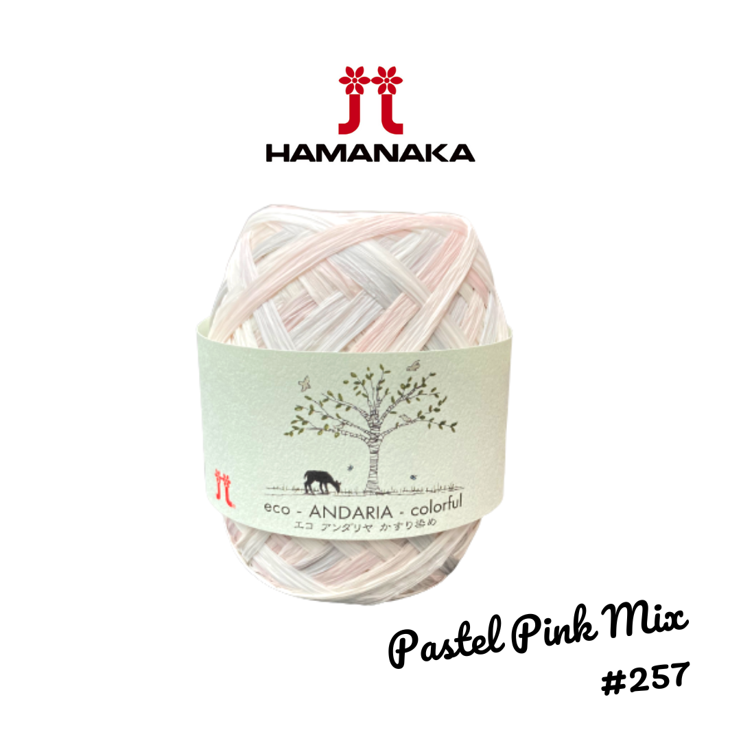 Hamanaka Eco-Andaria Colourful Raffia Yarn - Pastel Pink Mix #257