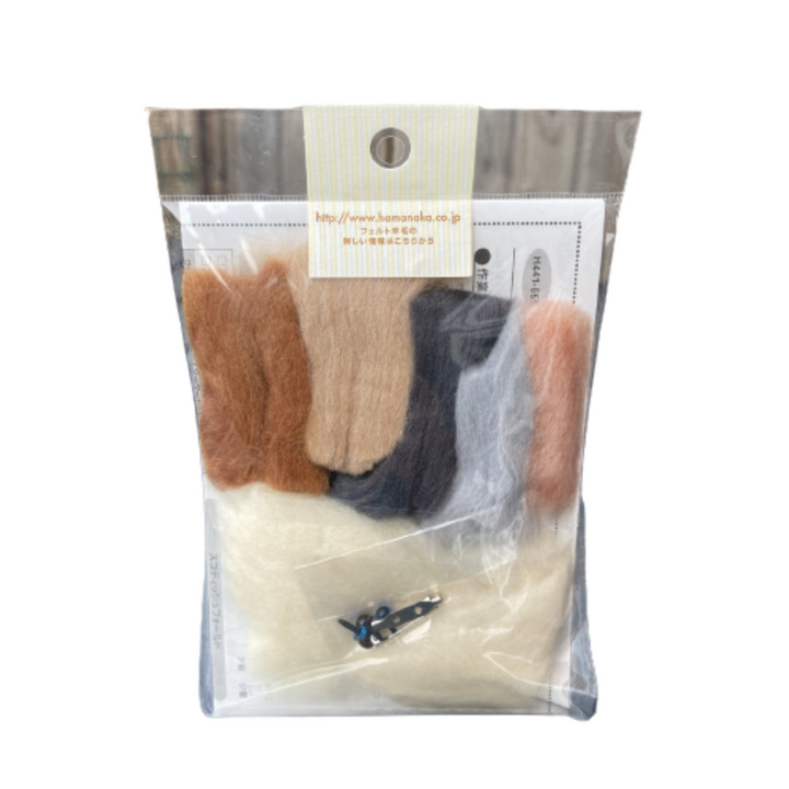 Hamanaka Needle Felting Kit - American Shorthair & Scottish Fold Cat Brooches