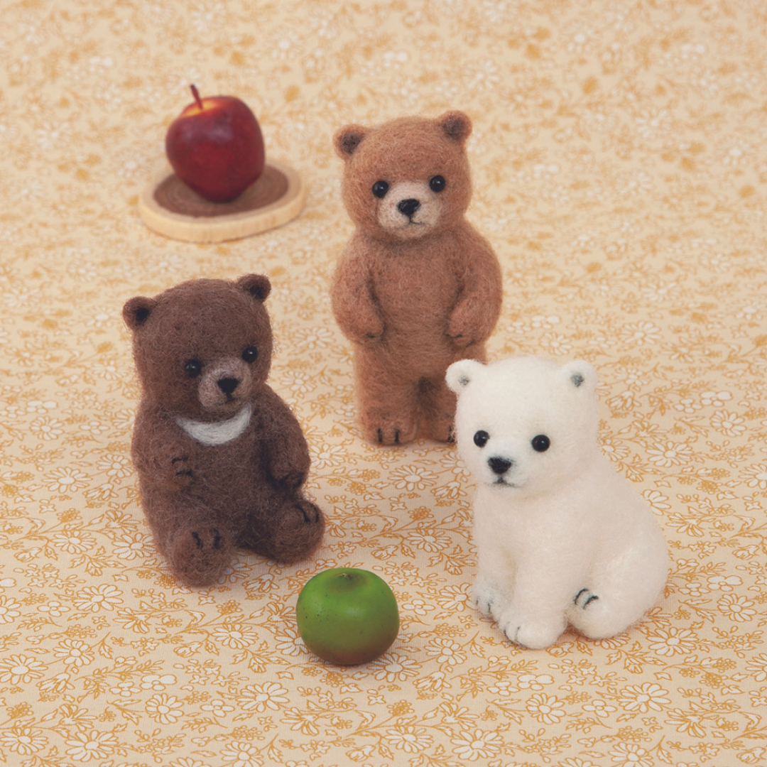 Hamanaka Aclaine Acrylic Fibre Needle Felting Kit - Baby Bears
