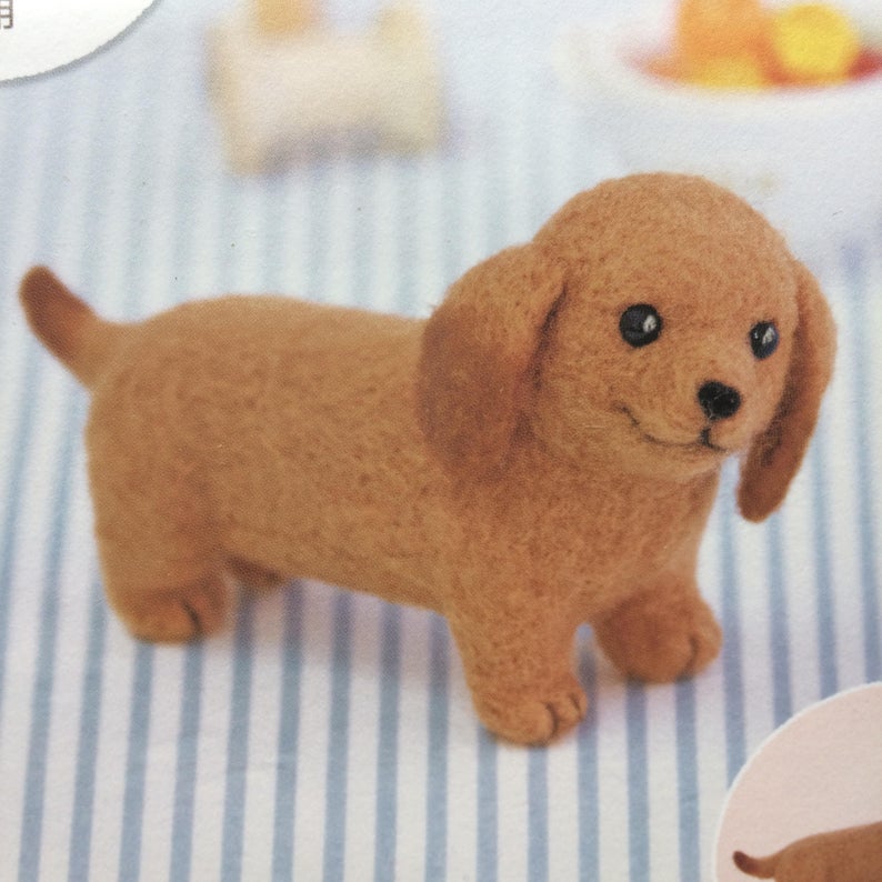 Hamanaka Aclaine Needle Felting Kit - Dachshund (English)