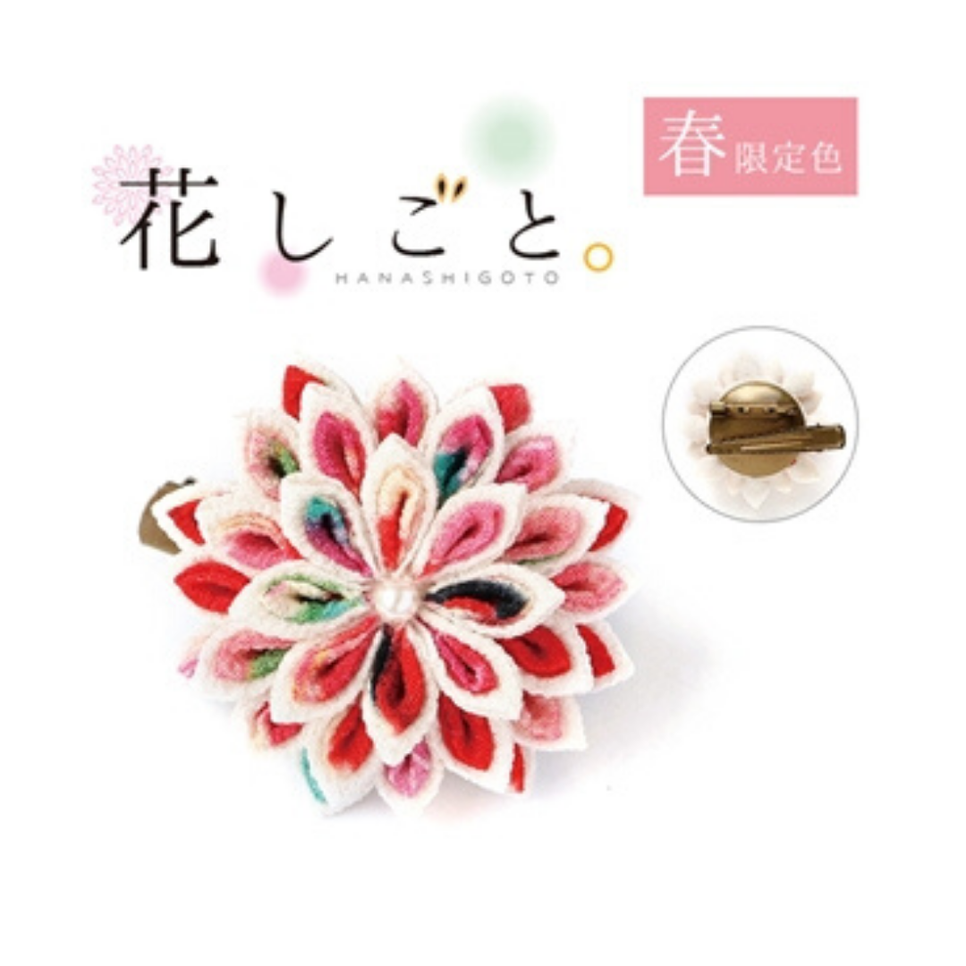 Hanashigoto Tsumami Kanzashi Hair Comb Craft Kit - Chrysanthemum (English translation provided)