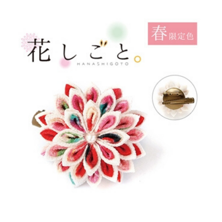 Hanashigoto Tsumami Kanzashi Hair Comb Craft Kit - Chrysanthemum (English translation provided)