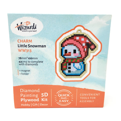 Wizardi Wooden Charms Diamond Painting Kit - Snowman
