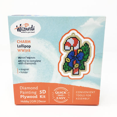 Wizardi Wooden Charms Diamond Painting Kit - Christmas Candy Cane