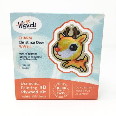Wizardi Wooden Charms Diamond Painting Kit - Reindeer