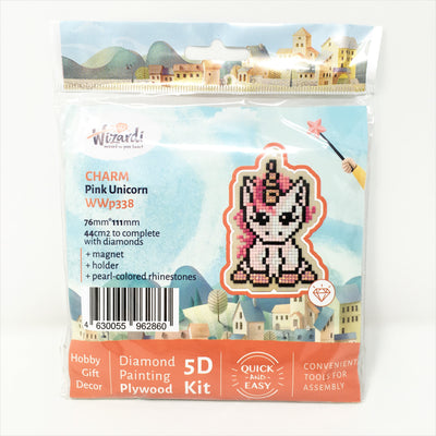 Wizardi Wooden Charms Diamond Painting Kit - Pink Unicorn