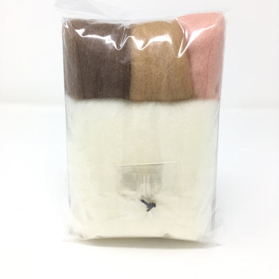 Hamanaka Aclaine Acrylic Fibre Needle Felting Kit - Brown and White Cat (English)