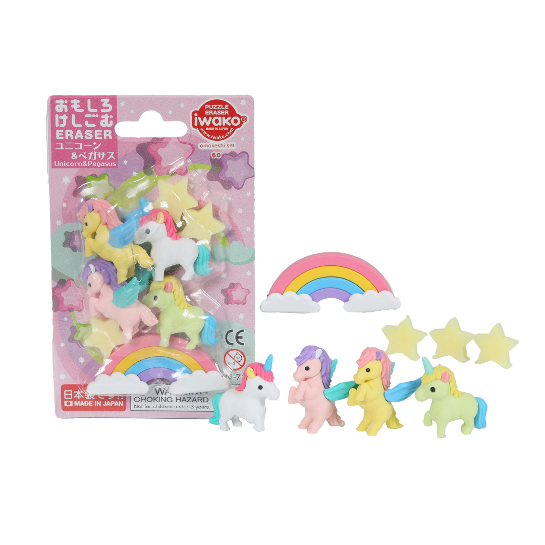 Iwako Puzzle Erasers - Unicorns & Pegasus (Made in Japan)
