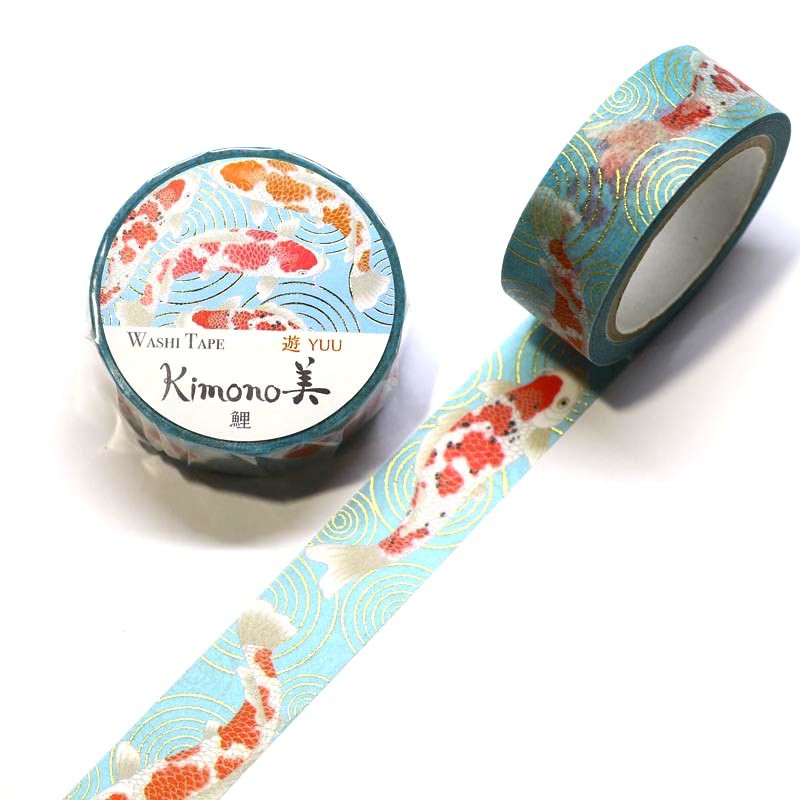 Kamiiso Yuzen Washi Tape - Kimono "Yuu" Series - Carp (Made in Japan)