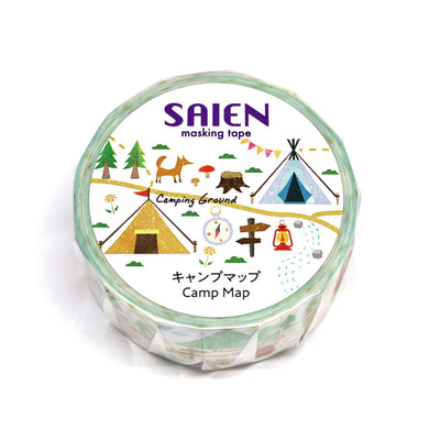 Kamiiso SAIEN Washi Tape - Camping Map (Made in Japan)
