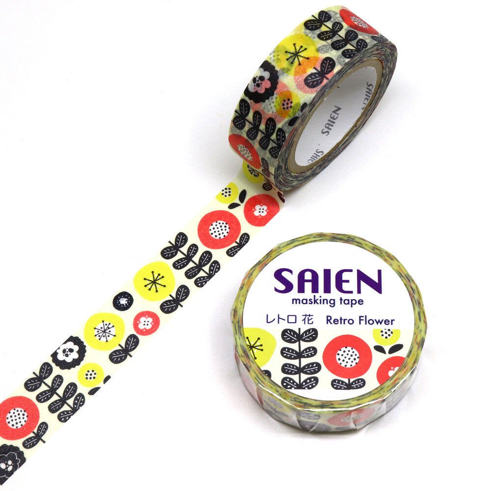 Kamiiso SAIEN Washi Tape - Retro Flower (Made in Japan)