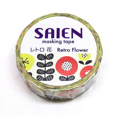 Kamiiso SAIEN Washi Tape - Retro Flower (Made in Japan)