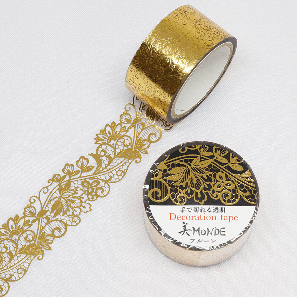 Kamiiso Monde Clear Decorative Tape - Gold Floral (Made in Japan)