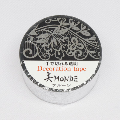 Kamiiso Monde Clear Decorative Tape - Silver Floral (Made in Japan)