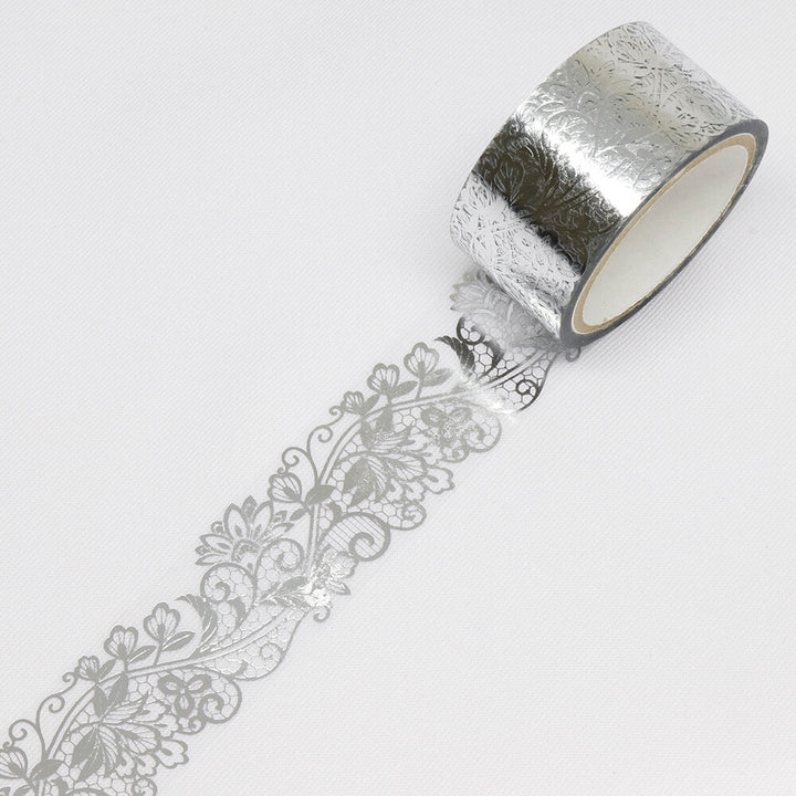 Kamiiso Monde Clear Decorative Tape - Silver Floral (Made in Japan)