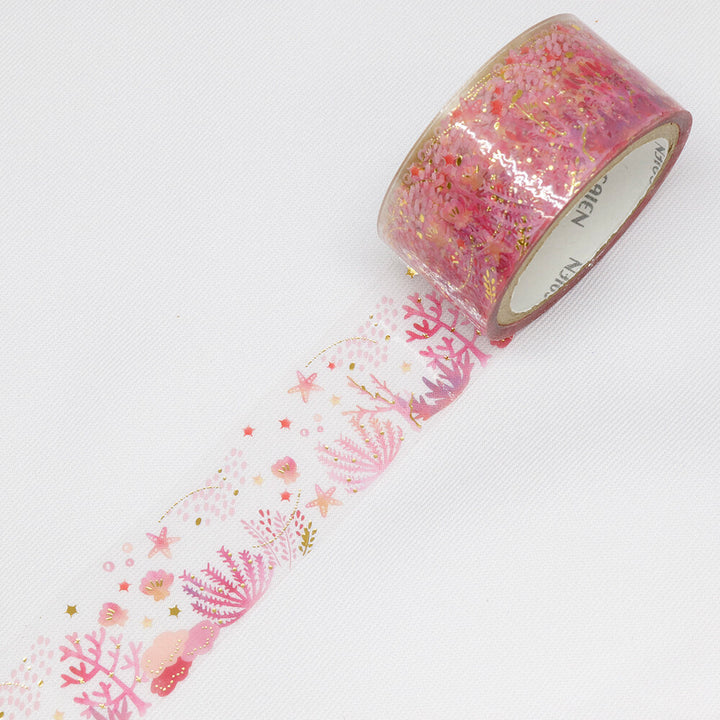 Kamiiso SAIEN Clear Masking Tape - Pink Coral (Made in Japan)