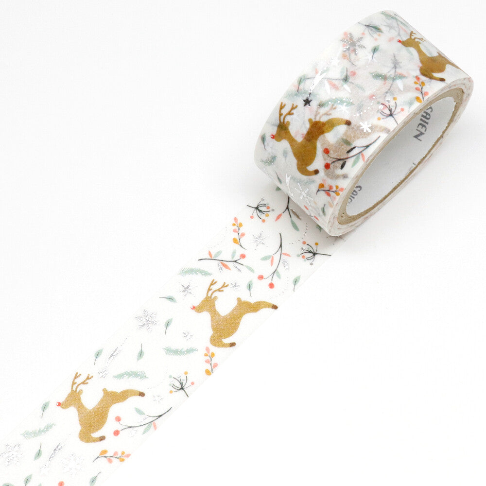 *Limited Edition Design* Kamiiso SAIEN Washi Tape - Hopping Deer (Made in Japan)