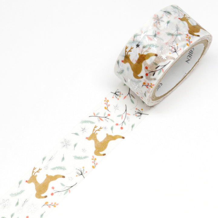 *Limited Edition Design* Kamiiso SAIEN Washi Tape - Hopping Deer (Made in Japan)