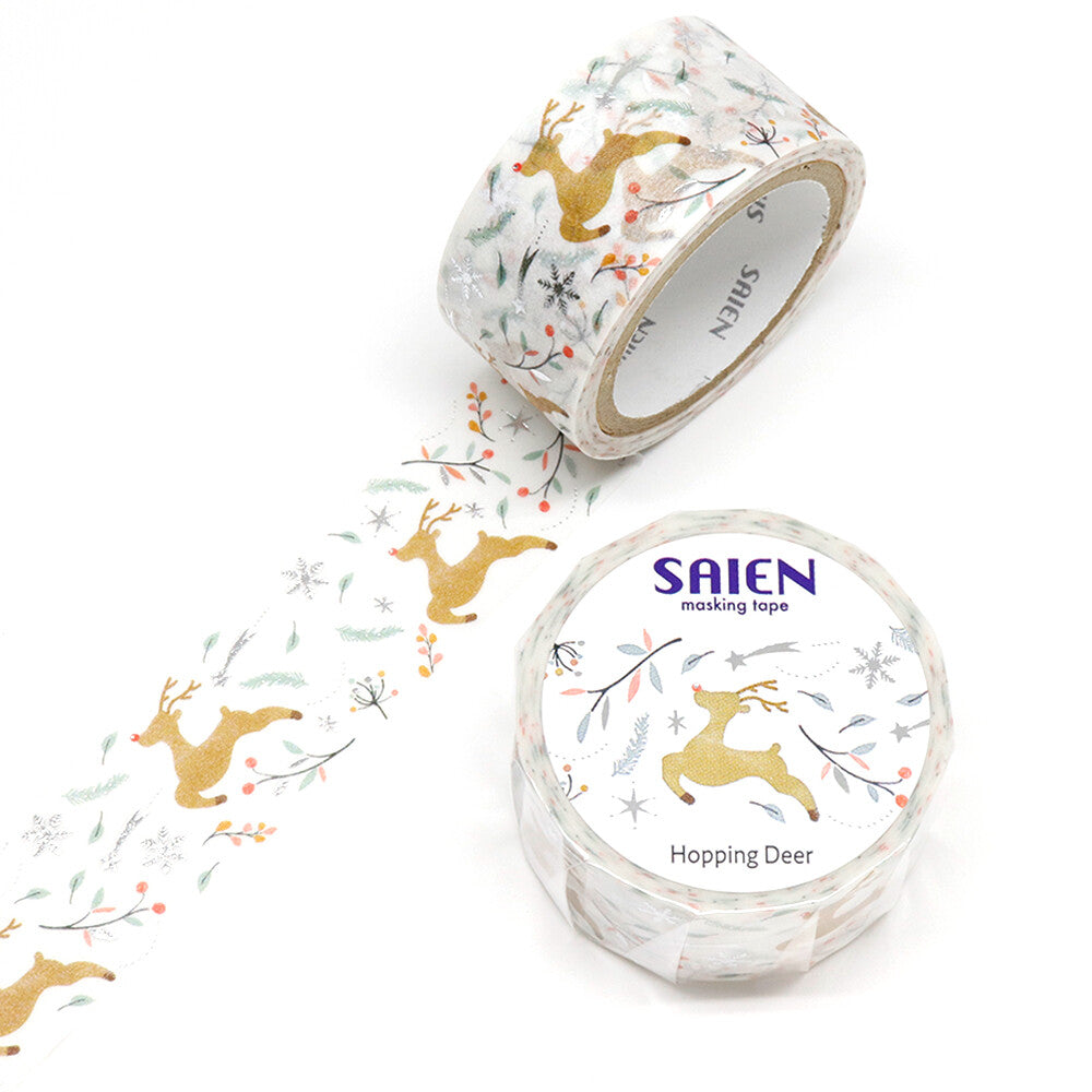 *Limited Edition Design* Kamiiso SAIEN Washi Tape - Hopping Deer (Made in Japan)