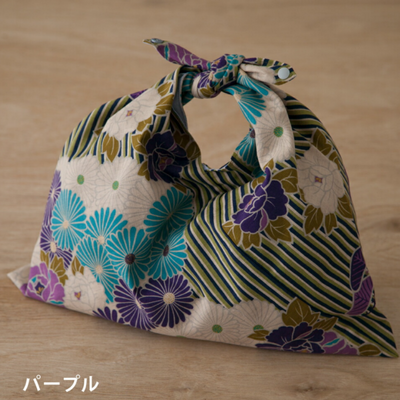 Noren Japanese Furoshiki Foldable Bag - Floral Purple (Made in Japan)