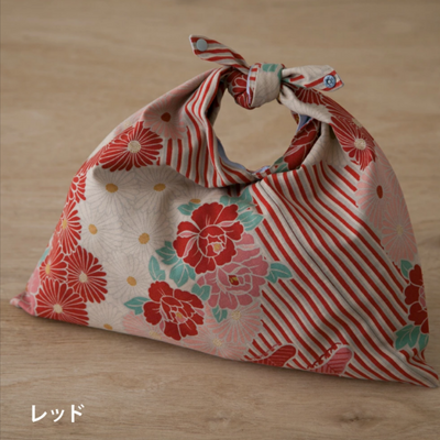 Noren Japanese Furoshiki Foldable Bag - Floral Red (Made in Japan)