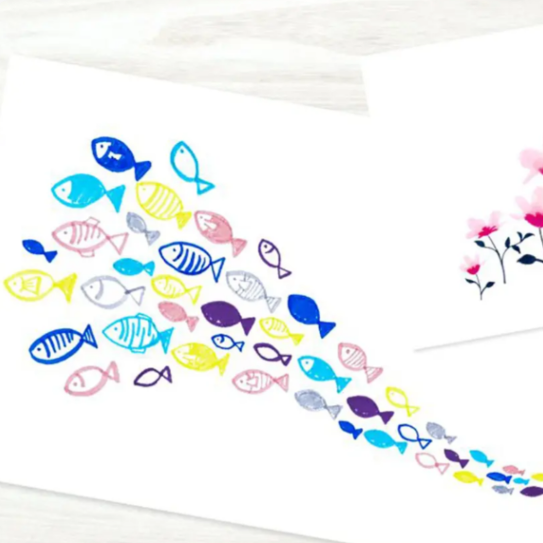 Pentel Fude Touch Sign Pen - 6 Colour Set - Brush Style Tip