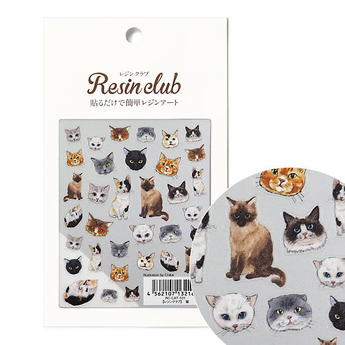 Resin Club Stickers - Cat Faces - Made in Japan